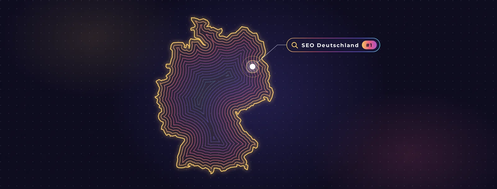 Carte de l’Allemagne en courbes de niveau, recherche « SEO Deutschland » en première position